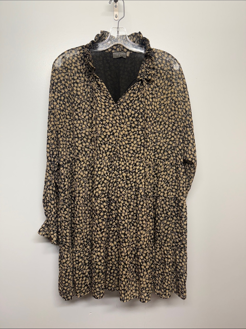 Dress Forum Black and Cream Floral Summer Oversized Flowy Midi Dress
